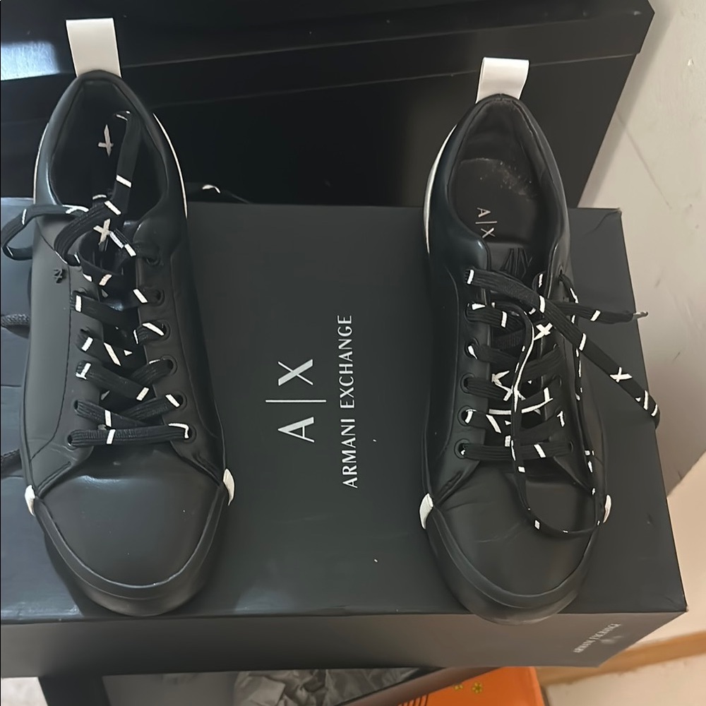 Armani Exchange Black Sneakers with Minimalist Design